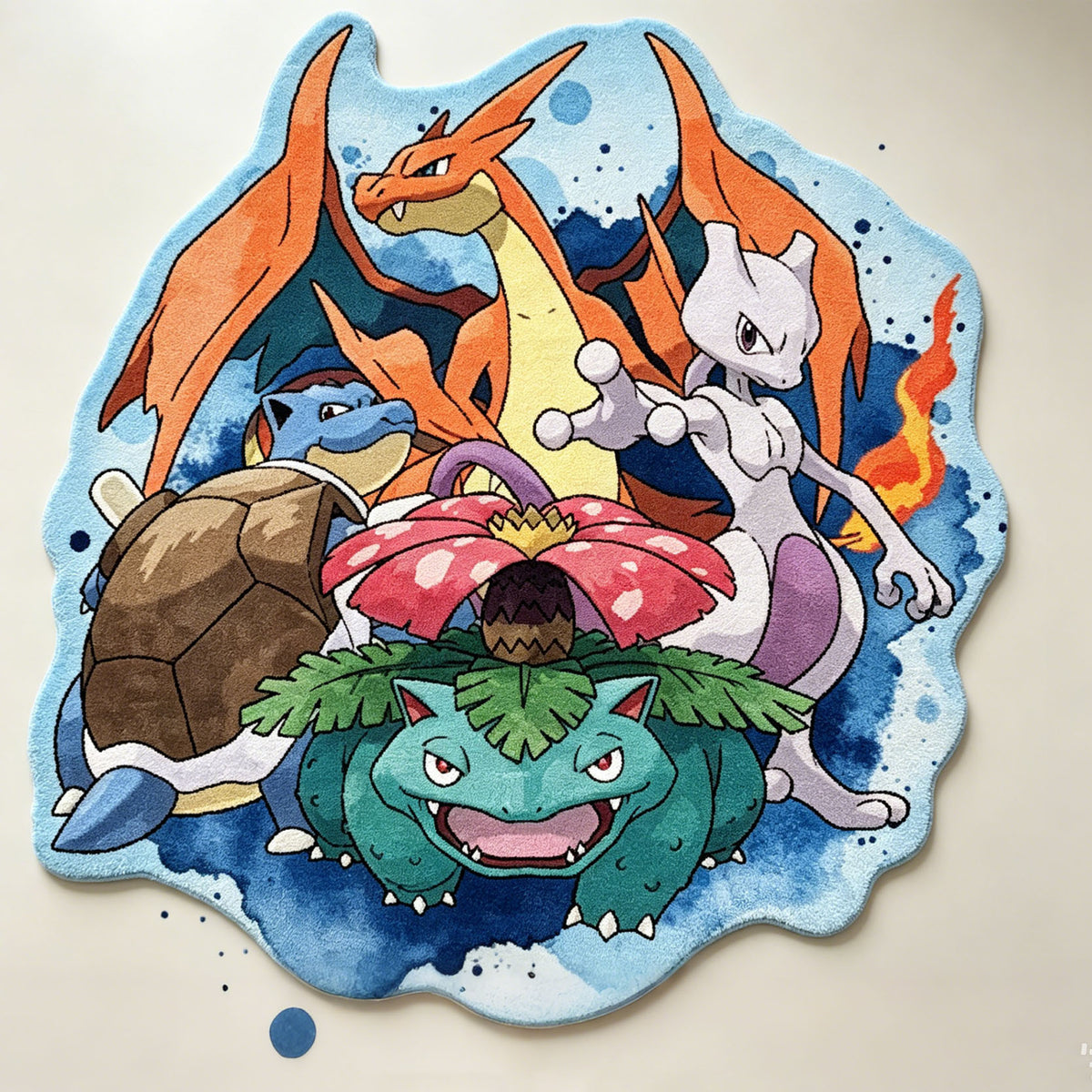 Charizard Blastoise Venusaur & Mewtwo Rug