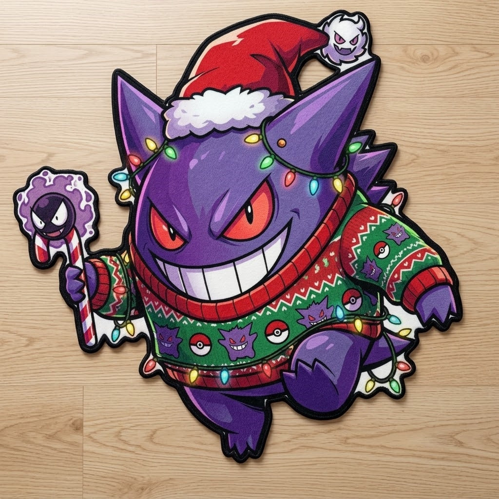 Christmas Gengar Shaped Rug