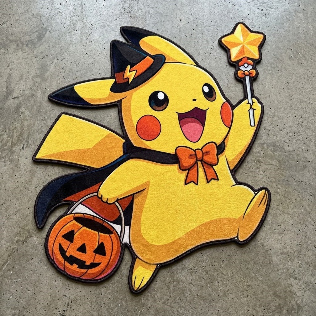 Halloween Wizard Pikachu Shaped Rug