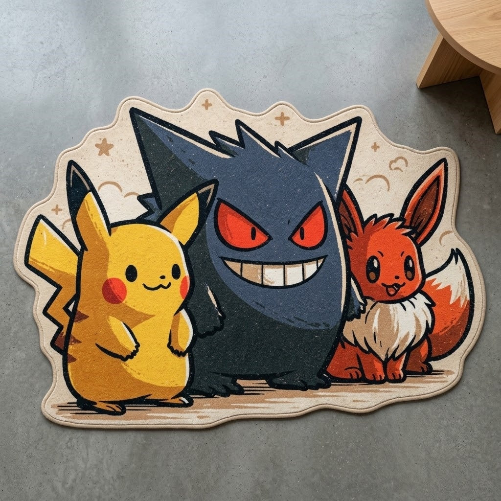 Pikachu Gengar Eevee Cut‑Out Rug