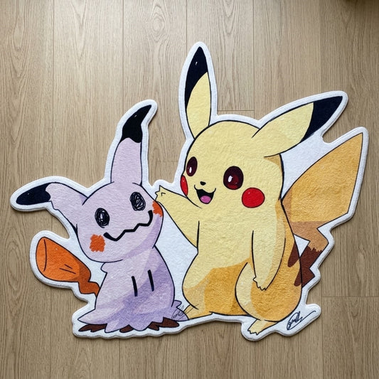 Pikachu & Mimikyu Hand-in-Hand Shaped Rug